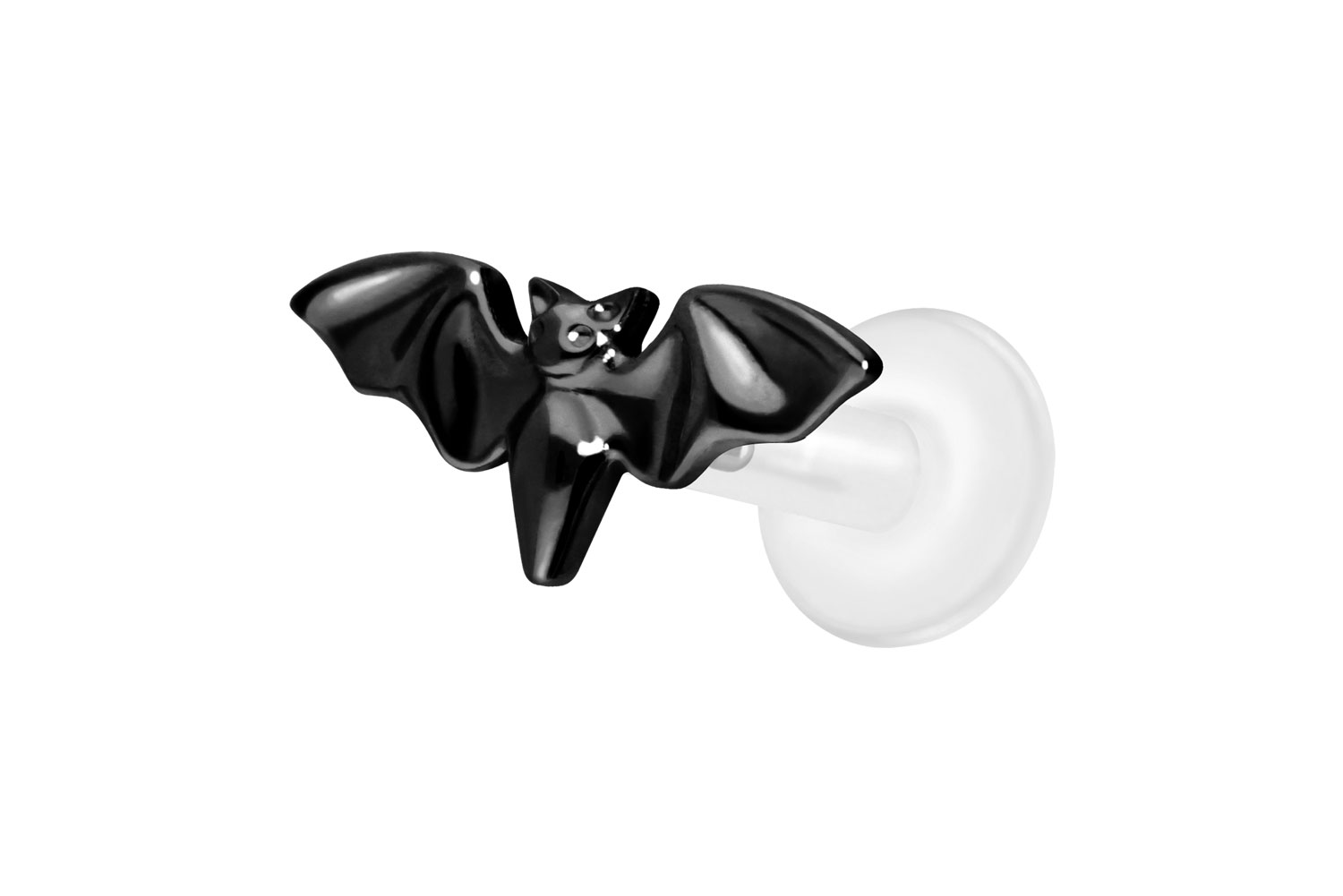PTFE Labret Piercing mit Innengewinde + Titan-Aufsatz FLEDERMAUS